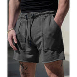 Men's Solid Color Sports Fitness Drawstring Shorts 06398847Y
