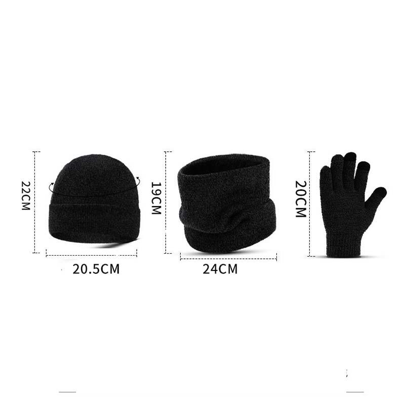 Men's  Winter Plus Velvet Hat Scarf Gloves Three-piece Knitted Hat 11161881K