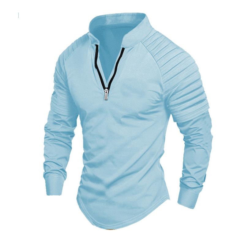 Men's Solid Color Stand Collar Half Zip Sweatshirt 31248842X