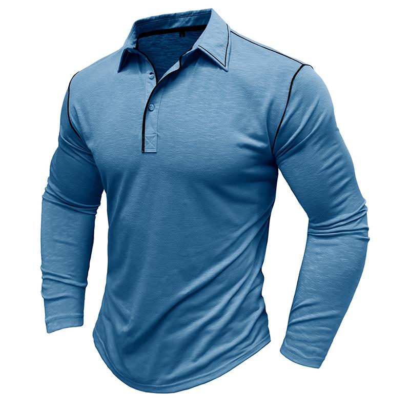 Men's Solid Color Long Sleeve Lapel Polo Shirt 28855071X