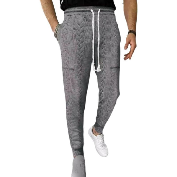 Men's Casual Solid Color Jacquard Drawstring Trousers 57812634X