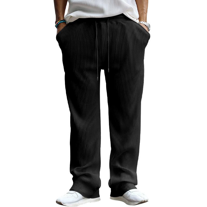 Men's Casual Striped Jacquard Elastic Waist Loose Straight Pants 62934273M