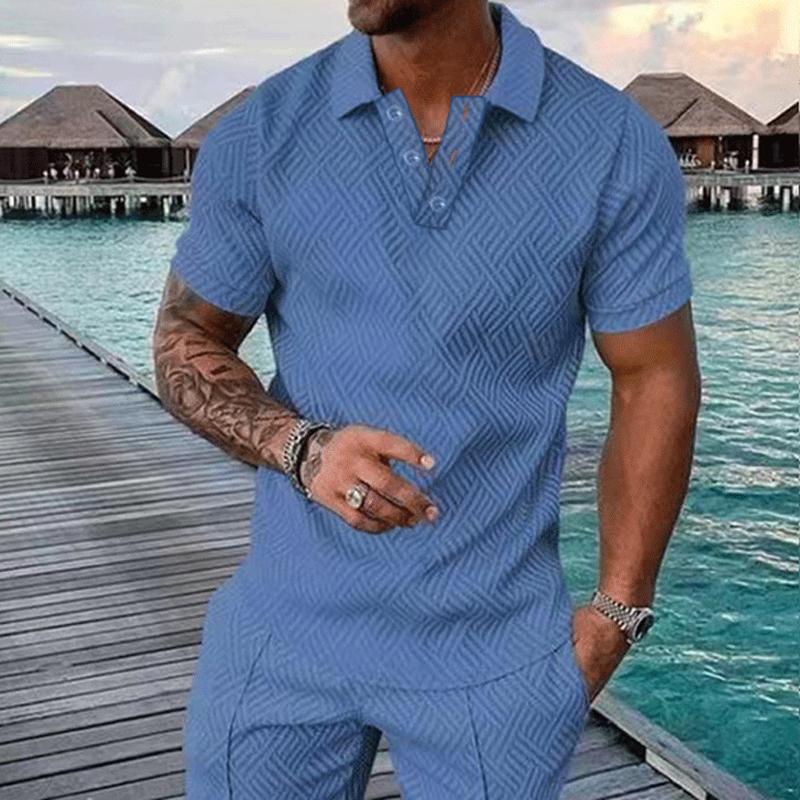 Men's Casual Solid Color Lapel Short Sleeve Polo Shirt 94739982Y