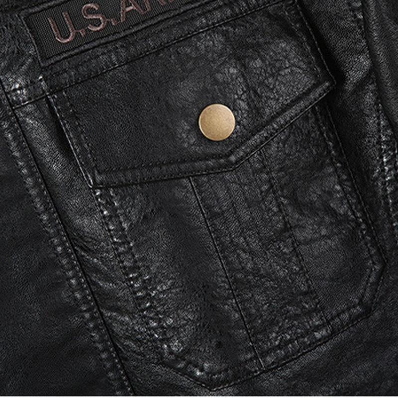 Men's Embroidered Leather Motorcycle Jacket 14858749U