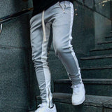 Men's Casual Sports Lace-up Colorblock Zipper Pants 40398144M