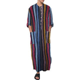 Men's Casual Striped Printed Long Sleeve Muslim Robe 93361705M