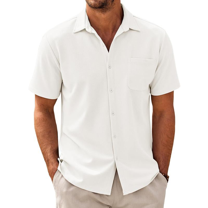 Camicia casual da uomo in misto cotone a maniche corte 44487570X