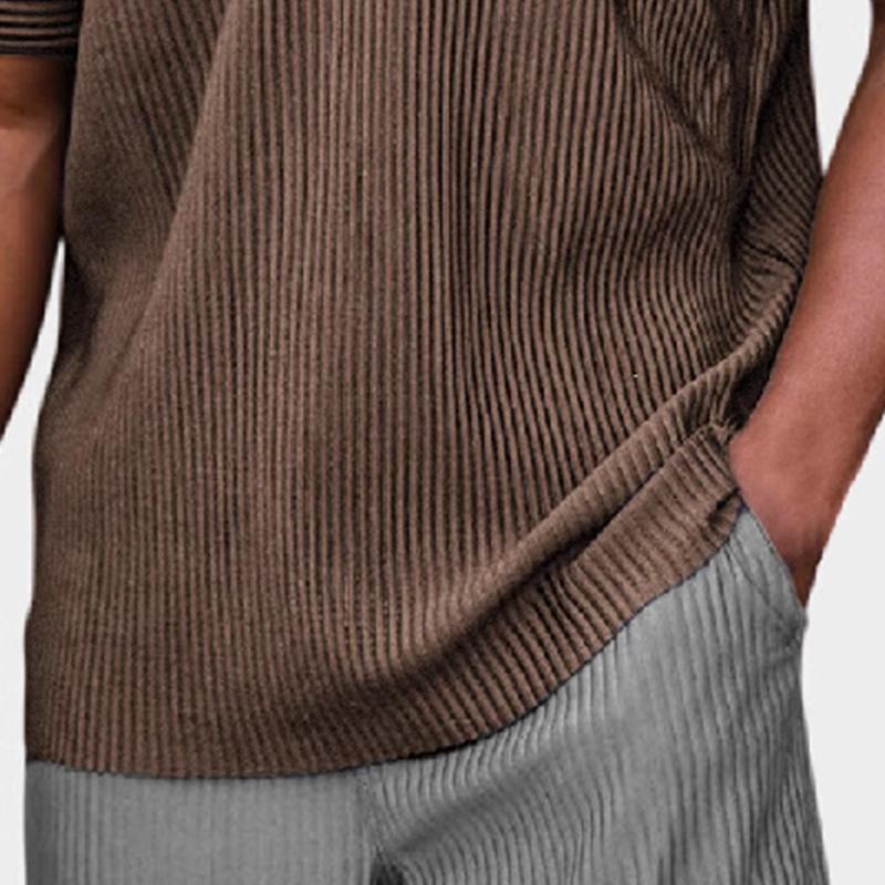 Men's Solid Color Striped Short-sleeved POLO Shirt 71559657X