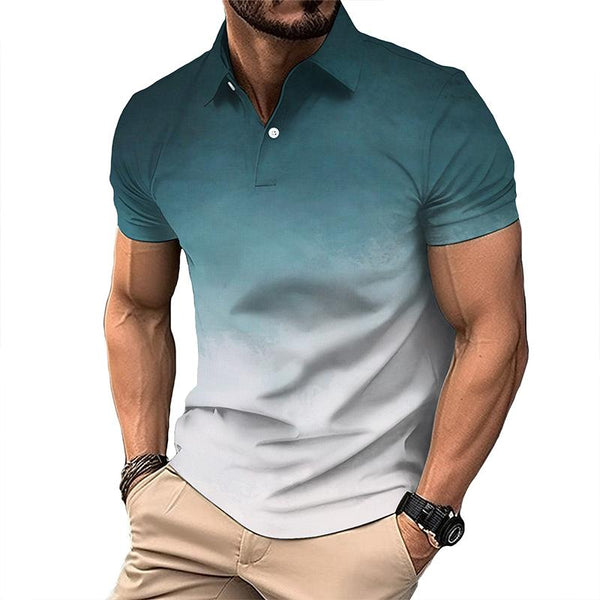 Men's Casual Gradient Short-sleeved Polo Shirt 64746759TO