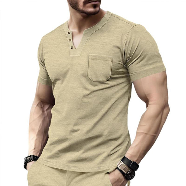 Men's Casual V-neck Short-sleeved T-shirt 07553705X