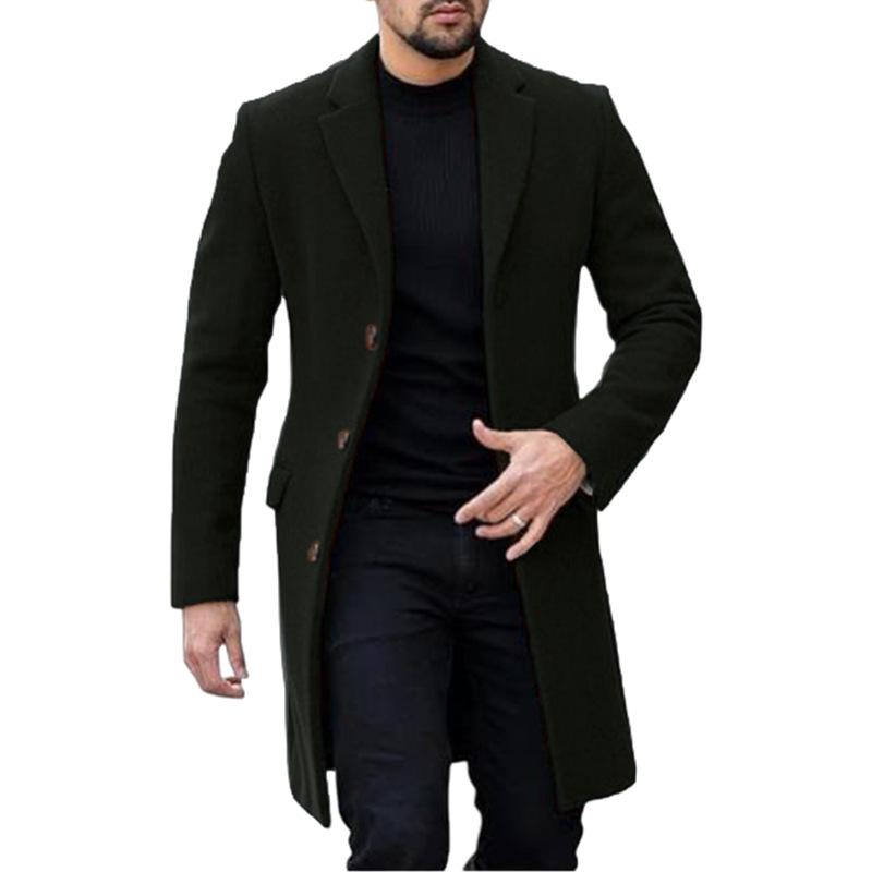 Men's Solid Color Single-breasted Mid-length Coat 42332466X