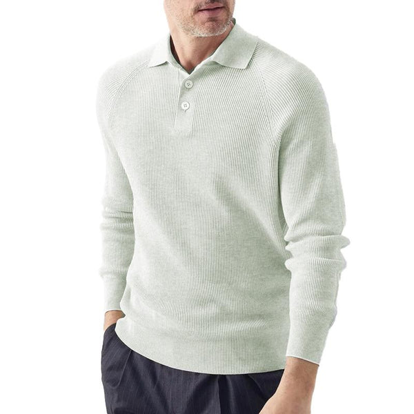 Men's Casual Solid Color Lapel Long Sleeve Sweater 22040432Y