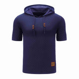 Men's Casual Knit Slim Fit Short Sleeve Hoodie 78659696M