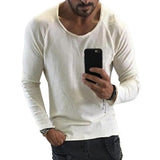 Men's Casual Solid Color Long Sleeve Round Neck T-Shirt 35560804Y