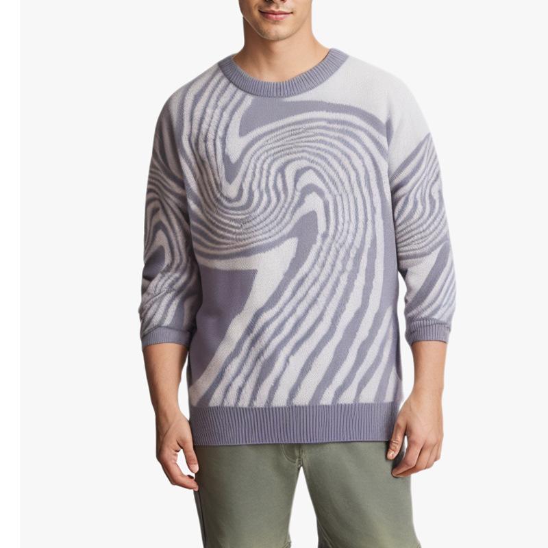 Men's Jacquard Crew Neck Knitted Sweater 06439053U