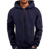 Men's Solid Color Hooded Multi-pocket Zipper Jacket 89390335Z