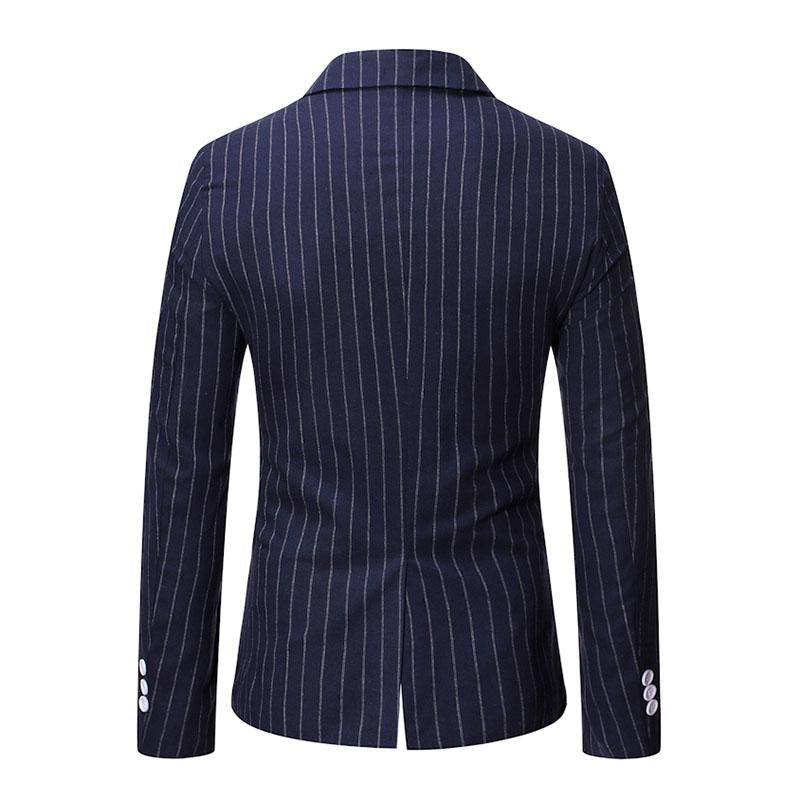 Men's Casual Striped Peaked Lapel Double Breasted Slim Fit Blazer 38287453M