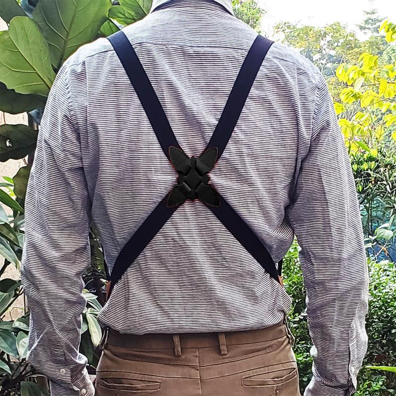 Men's Vintage Solid Color Stretch Suspenders 99836428Y