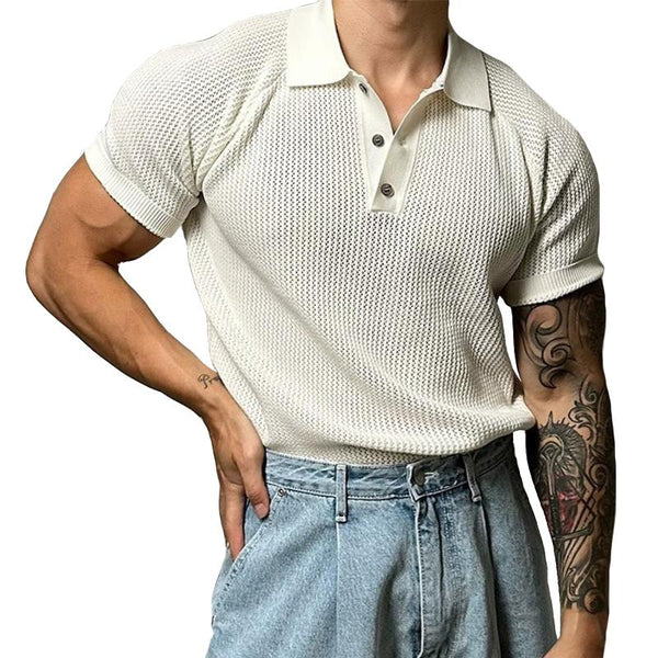 Men's Casual Retro Short-sleeved Polo Shirt 93508195TO