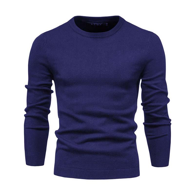 Men's Classic Casual Solid Color Round Neck Slim Sweater 81109540K