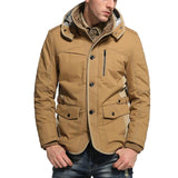 Men's Vintage Outdoor Sheep Plush Patch Warm Hooded Coat 77846510Y