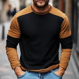 Men's Retro Casual Colorblock Crew Neck Long Sleeve T-Shirt 55692386TO