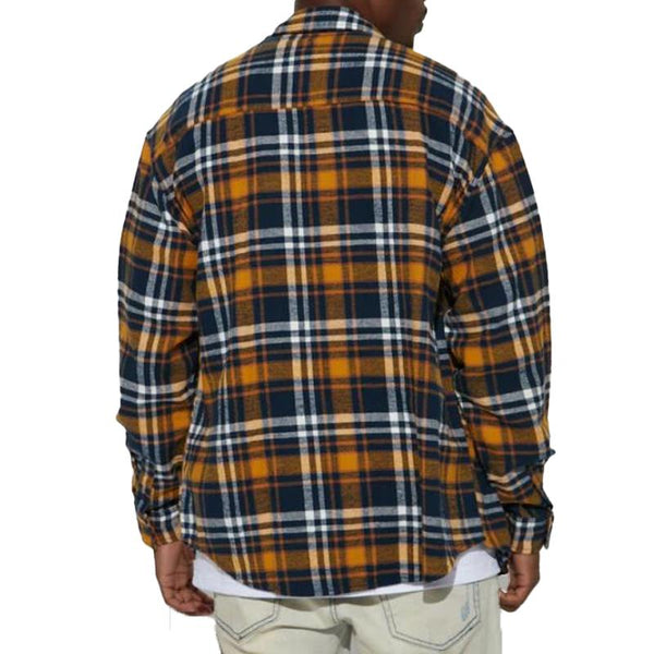 Men's Vintage Plaid Lapel Long Sleeve OverShirt 27716172Y