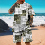 Men's Vintage Camouflage Perris Short Sleeve Two-Piece Set 53352498TO