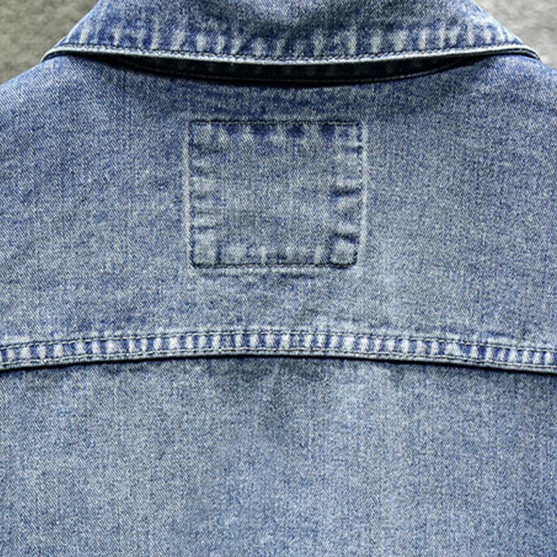 Men's Vintage Lapel Single Breasted Slim Denim Jacket 00355073M