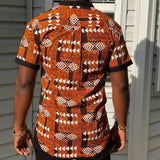 Men's Casual Printed Slim Fit Short Sleeve Shirt 61304615M