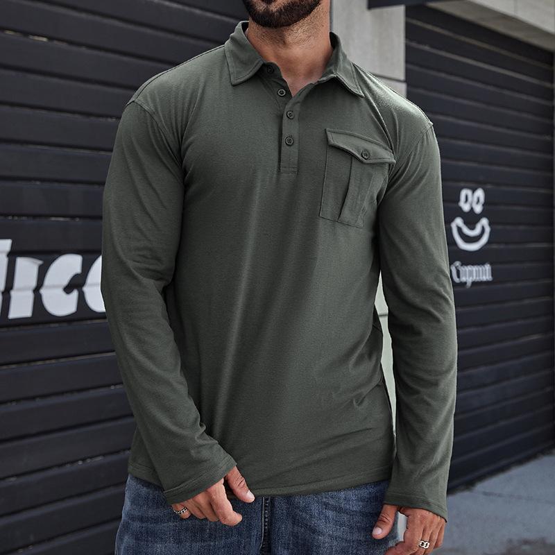 Men's Outdoor Lapel Solid Color POLO Shirt 18467687X
