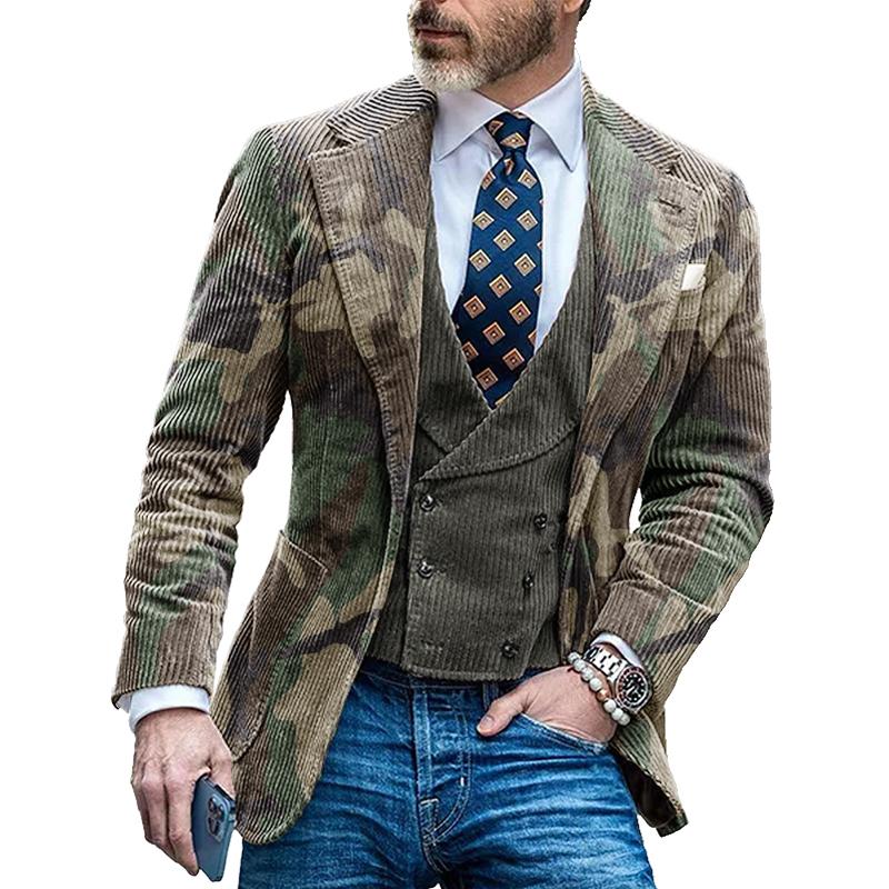 Einreihiger Blazer im Vintage-Camouflage-Stil für Herren 91672881X