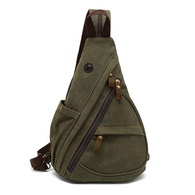 Men's Vintage Canvas Solid Color Chest Bag 45408489X