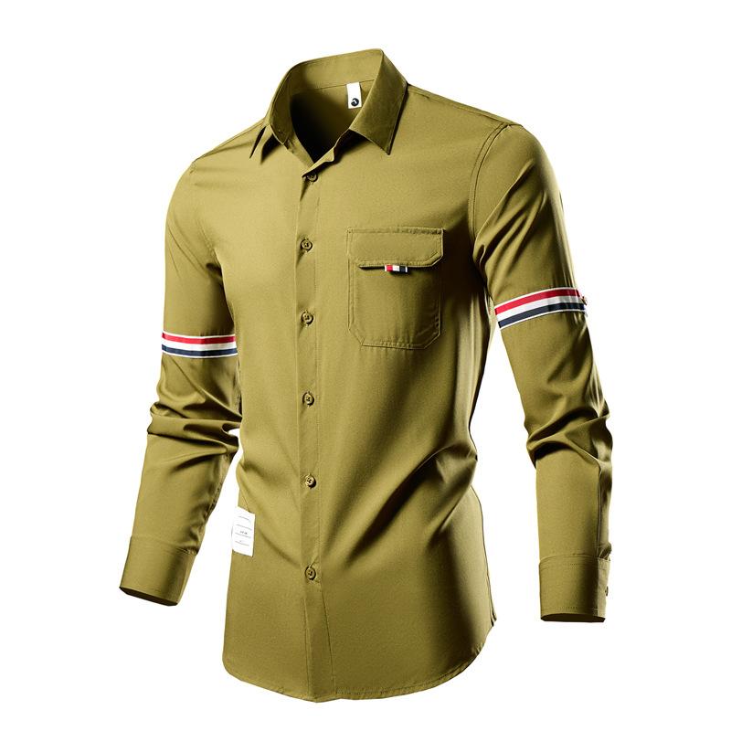 Men's Casual Elastic Lapel Long Sleeve Shirt 95565558X