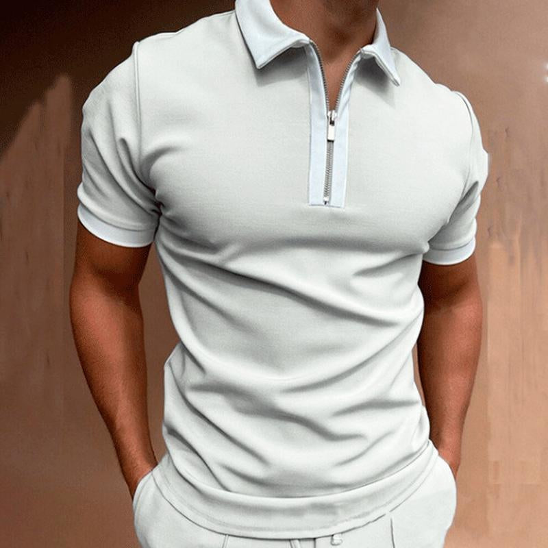 Men's Slim Fit Zip-up Lapel Polo Shirt 74130620U