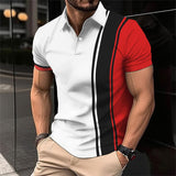 Men's Retro Color Block Short Sleeve Polo Shirt 75483264TO