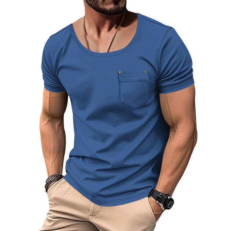 Men's Solid Color Casual Round Neck Short Sleeve T-shirt 89150456X