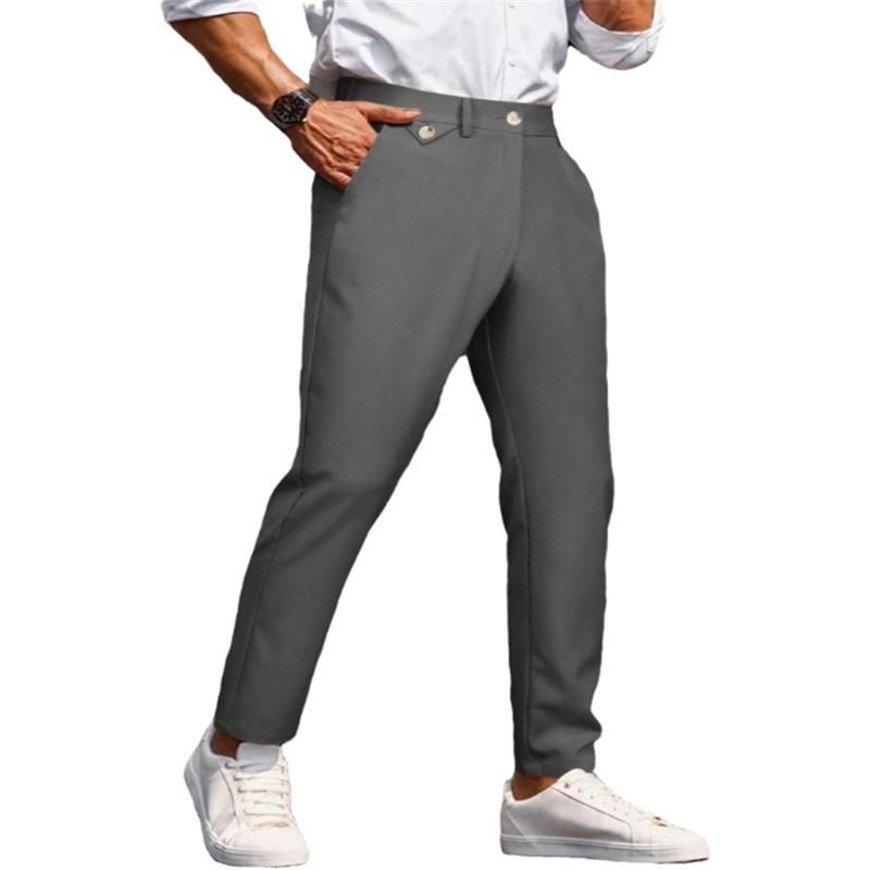 Men's Solid Color Straight Suit Pants 40253265Z