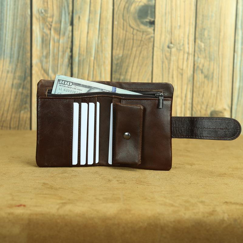 Men's Vintage Waxed Top Layer Cowhide Wallet 51658703U