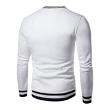 Men's Casual V-Neck Color Block Long-Sleeved T-Shirt 41212577M