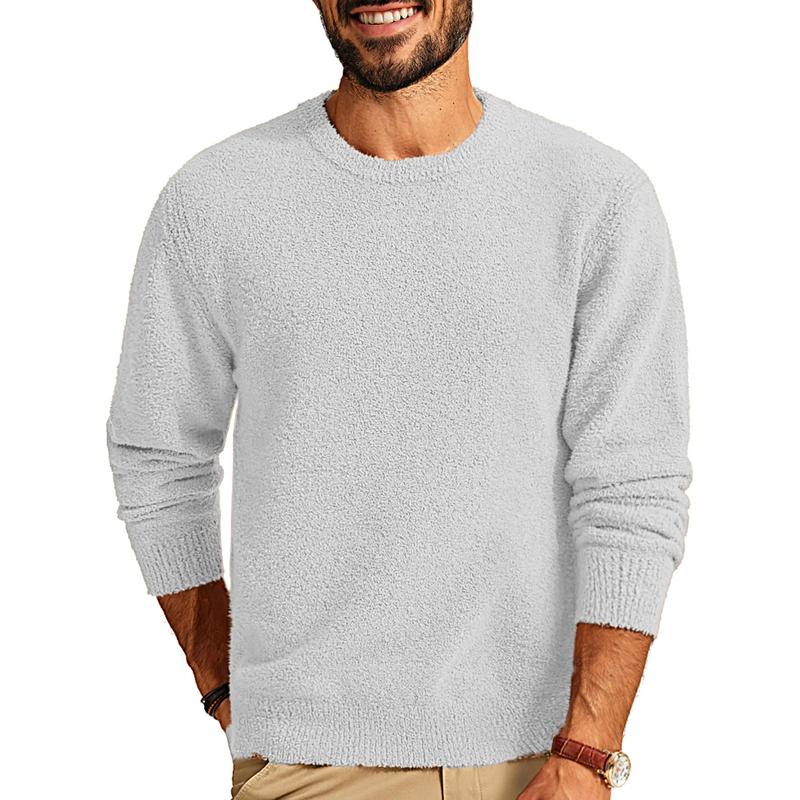 Men's Solid Color Plush Round Neck Long Sleeve Sweatshirt 48577116Y