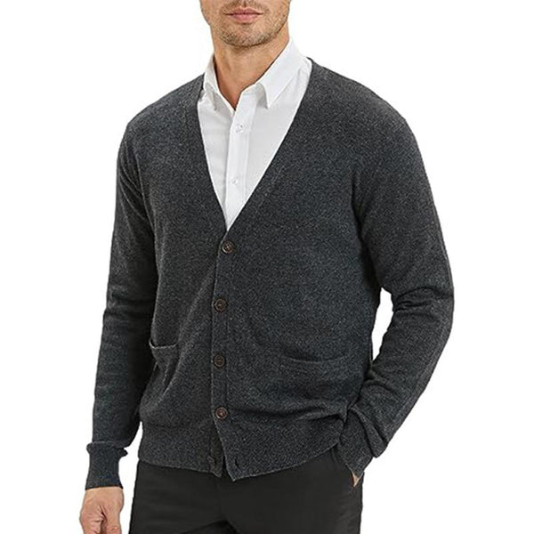 Men's Casual Solid Wool Blend Knit Cardigan 53641979Y