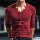 Men's V-neck Long-sleeved Sports T-shirt 34829917X