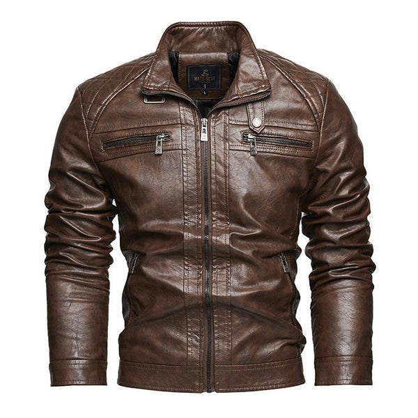 Men's American Retro Leather Motorcycle Jacket 27568455X