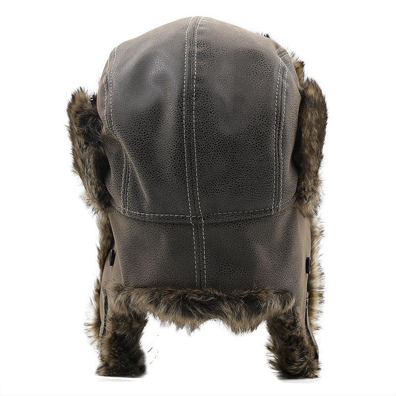 Men's Thick Warm Ear Protection Leather Hat 55478529U