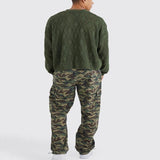 Men's Loose Solid Color Casual Hollow Sweater 55683185X