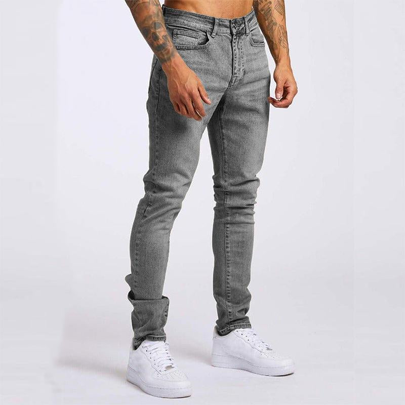 Men's Casual Washed Slim High Waist Jeans 50637960M