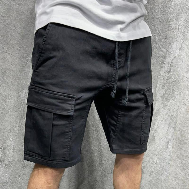 Men's Casual Solid Color Multi-pocket Cargo Shorts 18398228M