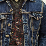 Men's Vintage Lapel Denim Jacket 43894685X