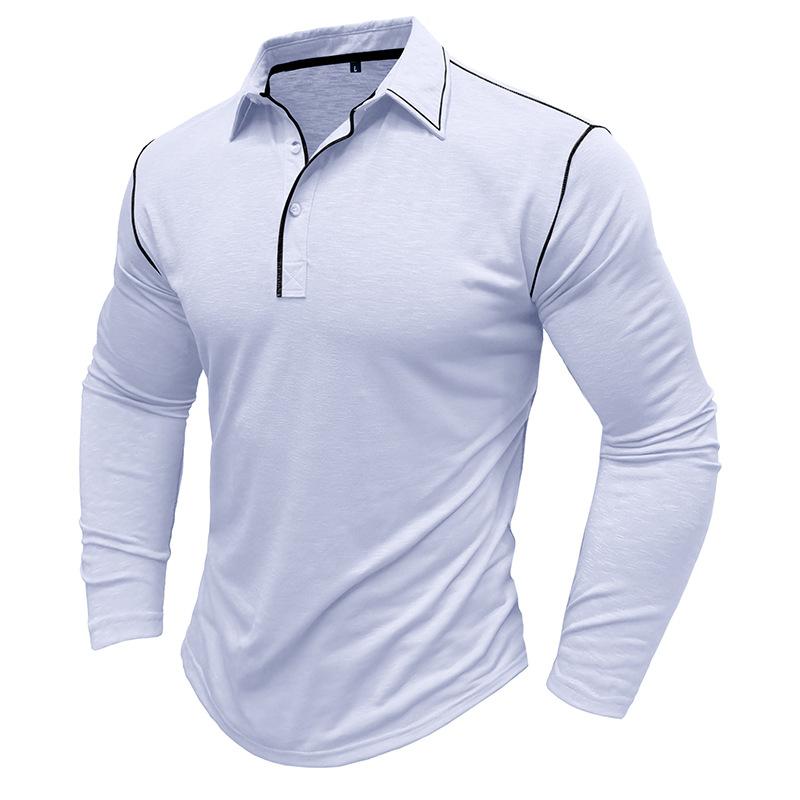 Men's Solid Color Long Sleeve Lapel Polo Shirt 28855071X